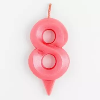 Свеча в торт "Грань", цифра "8", розовый металлик, 6,5 см