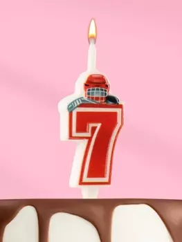 Свеча в торт «Хоккейная», цифра 7, красная