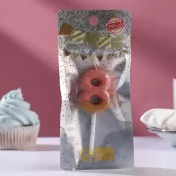 Свеча в торт «Клубничная глазурь», цифра 8, розовая, 3.8 см