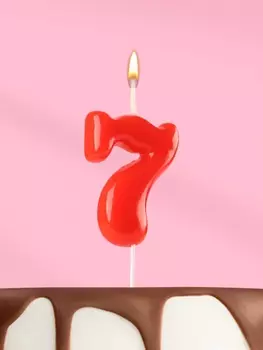 Свеча в торт «Красная», цифра 7