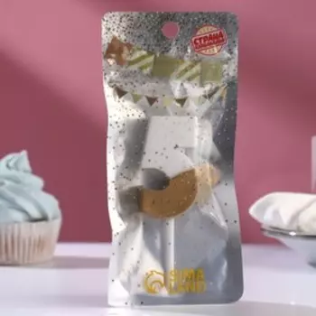 Свеча в торт «Манхеттен», цифра 5, белая с золотом, 5 см