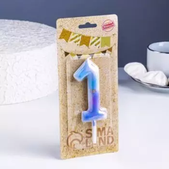 Свеча в торт на шпажке «Звездопад», цифра 1, 9 см, ГИГАНТ