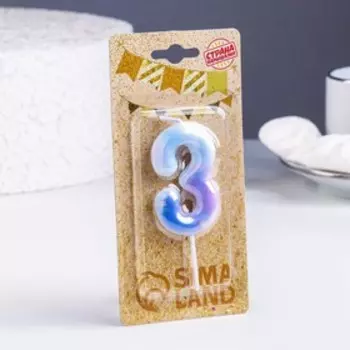 Свеча в торт на шпажке «Звездопад», цифра 3, 5.5 см