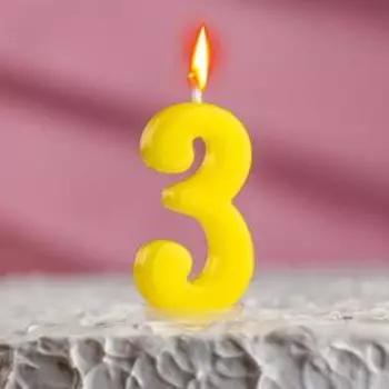 Свеча в торт на шпажке, цифра 3, МИКС, 4.5х2.5 см