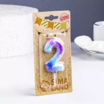 Свеча в торт на шпажке «Галактика», цифра 2, 5.5 см