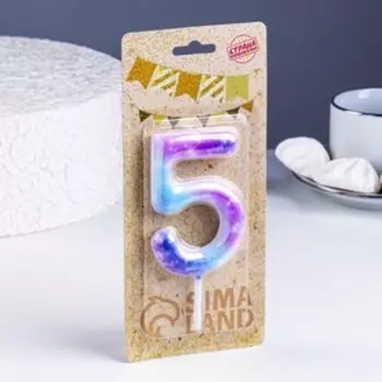 Свеча в торт на шпажке «Галактика», цифра 5, 9 см, ГИГАНТ