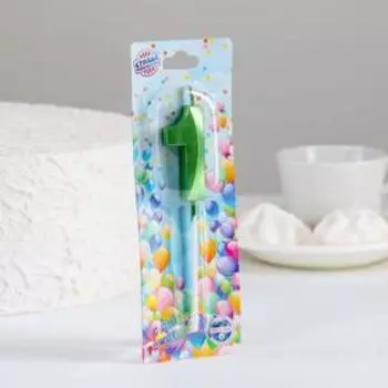 Свеча в торт на шпажке «Цифра 1», зеленая, 5 см