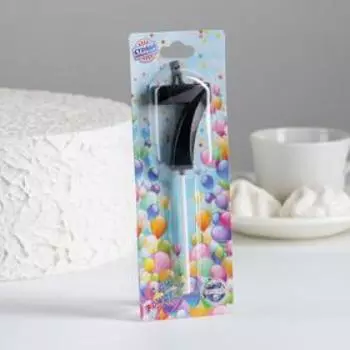 Свеча в торт на шпажке «Грань», цифра "7", черная, 5 см