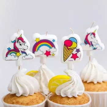 Свеча в торт набор "С Днем Рождения Единорог" Минни Маус