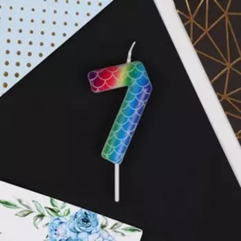 Свеча для торта, цифра «7», разноцветная, 5,5 х 8 см.