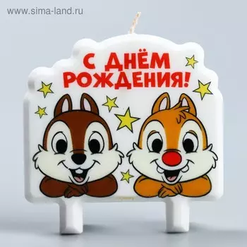 Свеча в торт "С Днем Рождения!", Чип и Дейл, 8×8 см