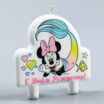Свеча в торт "С Днем Рождения!", Минни Маус русалочка, 8×8 см