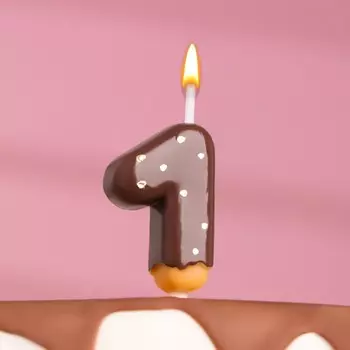 Свеча в торт «Шоколадная глазурь», цифра 1, 3.8 см