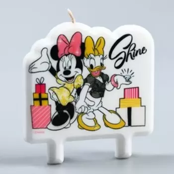 Свеча в торт "Сияй!", Минни Маус и Дейзи Дак, 8×8 см