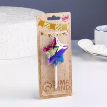 Свеча в торт «Воздушный шарик. Звезда», цифра 7, 5.5 см, разноцветная