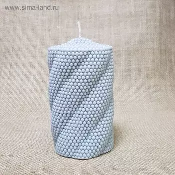 Свеча "Жемчужная витая" серая 7,5х13,5