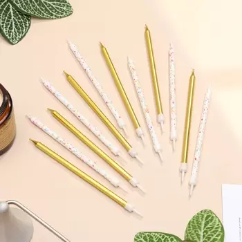 Свечи для торта «Конфетти», 12 шт., золотые и белые