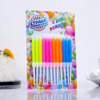 Свечи для торта «Неон», 10 см, 12 шт., разноцветные
