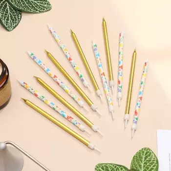 Свечи для торта «Сердца», 12 шт., золотые и белые