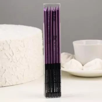 Свечи в торт «Праздник», 6 шт., 14.5 см, фиолетовый с чёрным