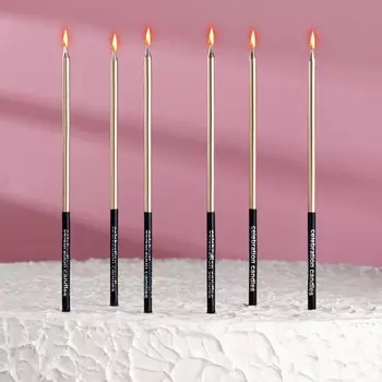 Свечи в торт «Праздник», 6 шт., 14.5 см, золото с чёрным