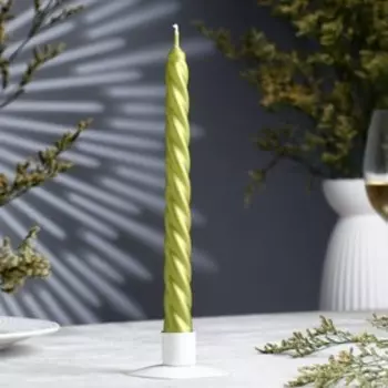 Свечи витые лакированные №40, 2,2х23 см, оливковый матовый металлик