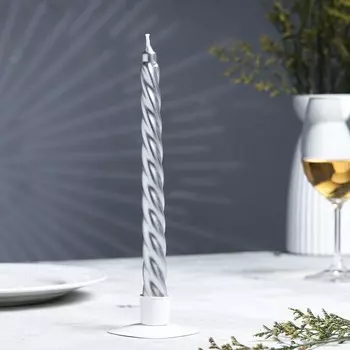 Свечи витые лакированные № 40, 2,2×23 см, серебряный металлик