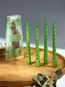 Свечи витые «С Новым годом», 4 шт., 6.8162 см