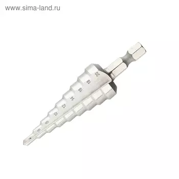 Сверло БАРС, ступенчатое по металлу 4-12 мм, Р6М5, 6-гранный хвостовик