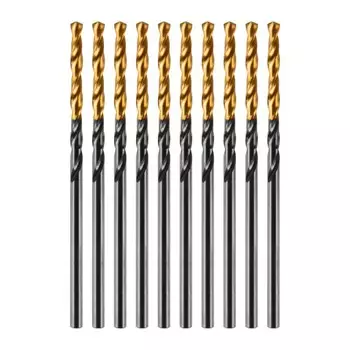 Сверло по металлу DENZEL 717203, HSS-Tin, Golden Tip, 10 штук, 2 мм