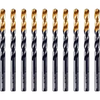 Сверло по металу DENZEL 717217, 7 мм, HSS-Tin, Golden Tip, 10 шт.