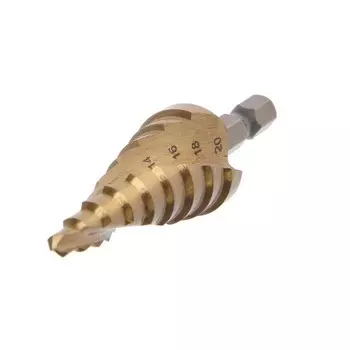 Сверло ступенчатое ТУНДРА ПРОФИ, HSS, TiN, спиральный профиль, шестигран. хвостовик, 4-20 мм