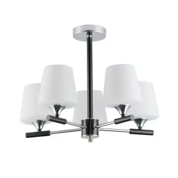 Светильник ЭкономСвет 74219/5CR+BK WT, E27, 5x60Вт, цвет хром, чёрный