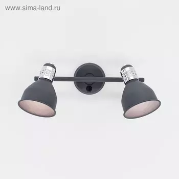 Светильник "Аврора" 2x60Вт Е14 серый, хром 32x20x12см