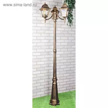 Светильник Elektrostandard, 3x60Вт, E27, IP44, на столбе, h=2090мм, Altair F/3 черное золото