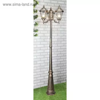 Светильник Elektrostandard, 3x60Вт, E27, IP44, на столбе, h=2170мм, Capella F/3 черн. золото