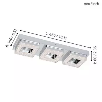 Светильник FRADELO, 3x4Вт LED, 3000K, 1200лм, цвет хром