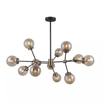 Светильник ЭкономСвет G71161/12BK+AB AMB, E14, 12x40Вт, цвет чёрный, бронза