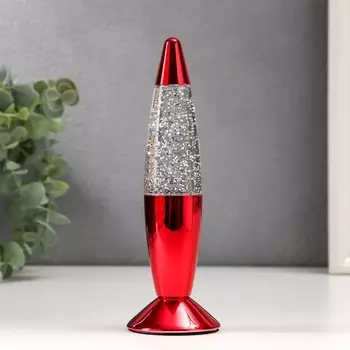 Светильник «Красная ракета» LED, лава, блёстки, от батареек 3хLR44 19 см RISALUX