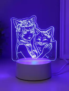 Светильник 3D RISALUX «Лисица», LED-ночник, RGB, от сети, 9.516.718.5 см