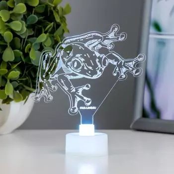Светильник 3D RISALUX «Лягушка», LED-ночник, RGB 6 цветов, от батареек LR1130 3 шт., 109.5 см