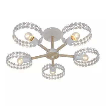 Светильник на штанге Escada, 679/5P White. 5х60Вт, E27, 600х600х180 мм, цвет белый/дерево
