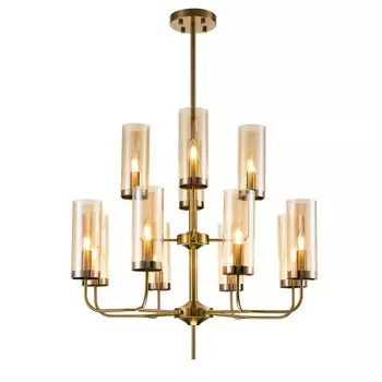 Светильник на штанге Indigo, 13014/12R Brass. 12х40Вт, E14, 850х850х765/1050 мм, цвет янтарный