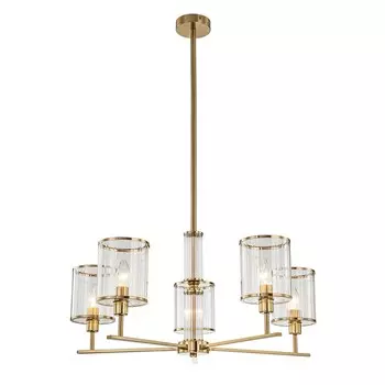 Светильник на штанге Indigo, 13022/5R Brass. 5х60Вт, E14, 710х710х550/950 мм, цвет прозрачный