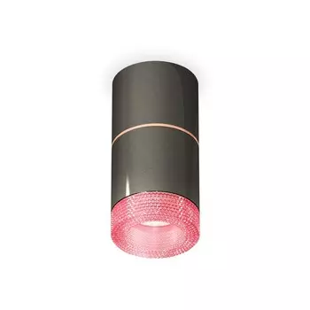 Светильник накладной с композитным хрусталём Ambrella light, XS7403102, MR16 GU5.3 LED 10 Вт, цвет чёрный хром, розовый