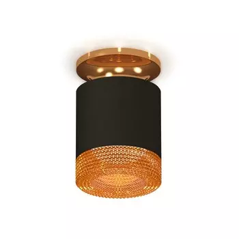 Светильник накладной с композитным хрусталём Ambrella light, XS7402103, MR16 GU5.3, GU10 LED 10 Вт, цвет чёрный песок, золото жёлтое, кофе