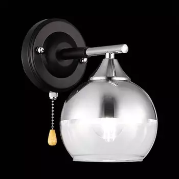 Светильник настенный Evoluce. SLE106501-01. Gocia. 1х60 Вт, E27, 13х20 см, цвет чёрный, хром