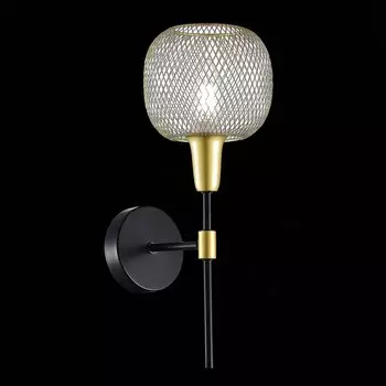 Светильник настенный Evoluce. SLE1137-401-01. Elitis. 1х60 Вт, E14, 14х38 см, цвет чёрный, золотистый