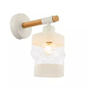 Светильник настенный Evoluce. SLE114501-01. Abiritto. 1х60 Вт, E27, 10х19 см, цвет белый, светлое дерево