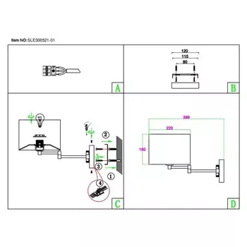 Светильник настенный Evoluce. SLE300551-01. Brescia. 1х40 Вт, E27, 22х26 см, цвет никель
